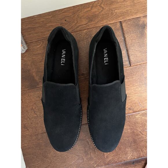Vaneli Woman’s 10.5 Black Suede Slip-On Loafers Shoes Studded Sole Comfort - Picture 5 of 6